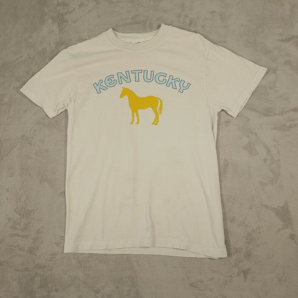 KY For KY Kentucky Tshirt Unisex Size S Gray Blue Yellow Horse Comfort Colors